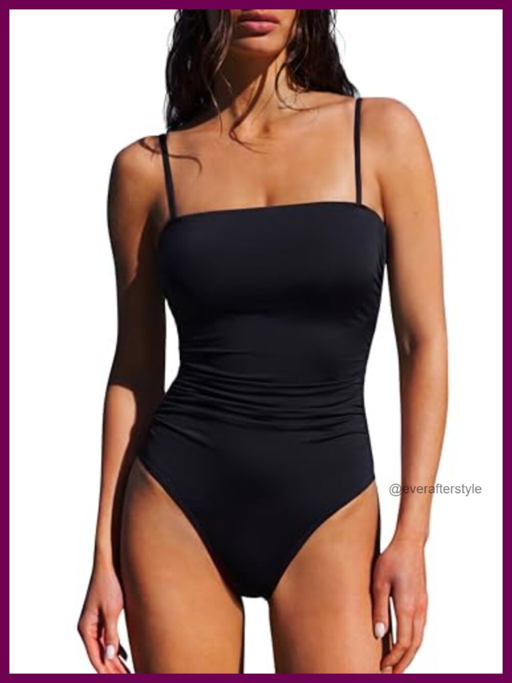 Women One Piece Swimsuit Tummy Control Square Neck Bathing Suit